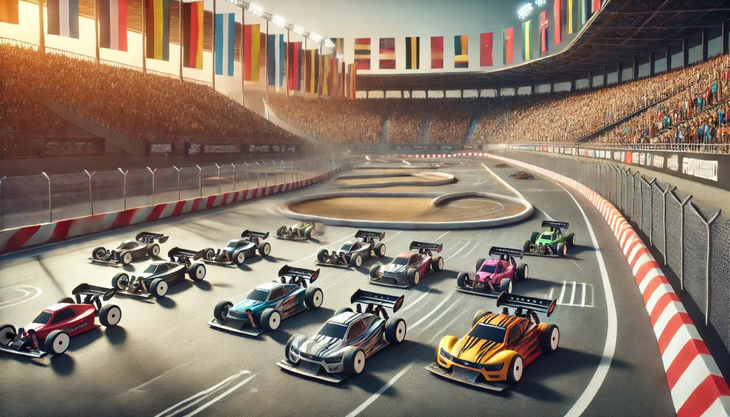 ETS RC Car-Rennen auf einer internationalen Strecke mit spannender Action.